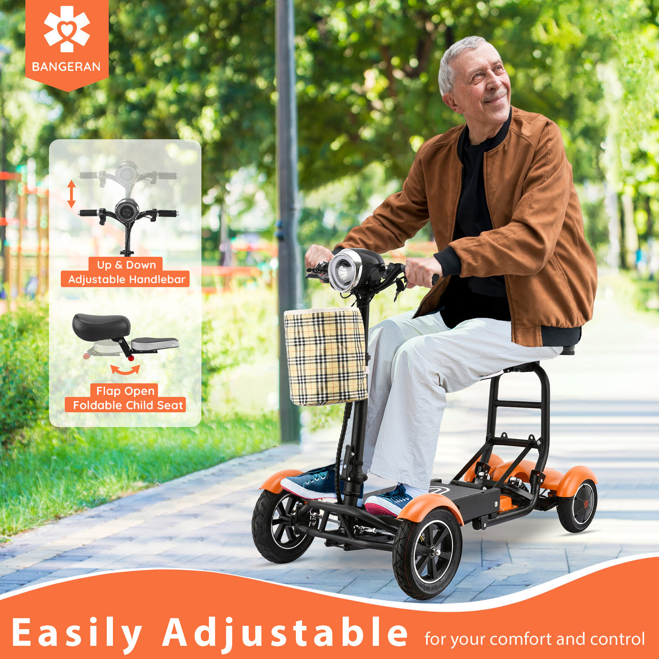 dragon mobile lightweight foldable 4 wheels mobility scooter with double seat