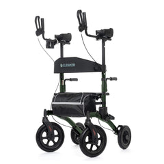 ELENKER All-Terrain Upright Rollator Walker, Stand up Rolling Walker with Seat, 12inch Non-Pneumatic Tire Wheels