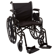 Lightweight Wheelchair McKesson Dual Axle Desk Length Arm Swing-Away Footrest Black Upholstery 18 Inch Seat Width Adult 300 lbs. Weight Capacity