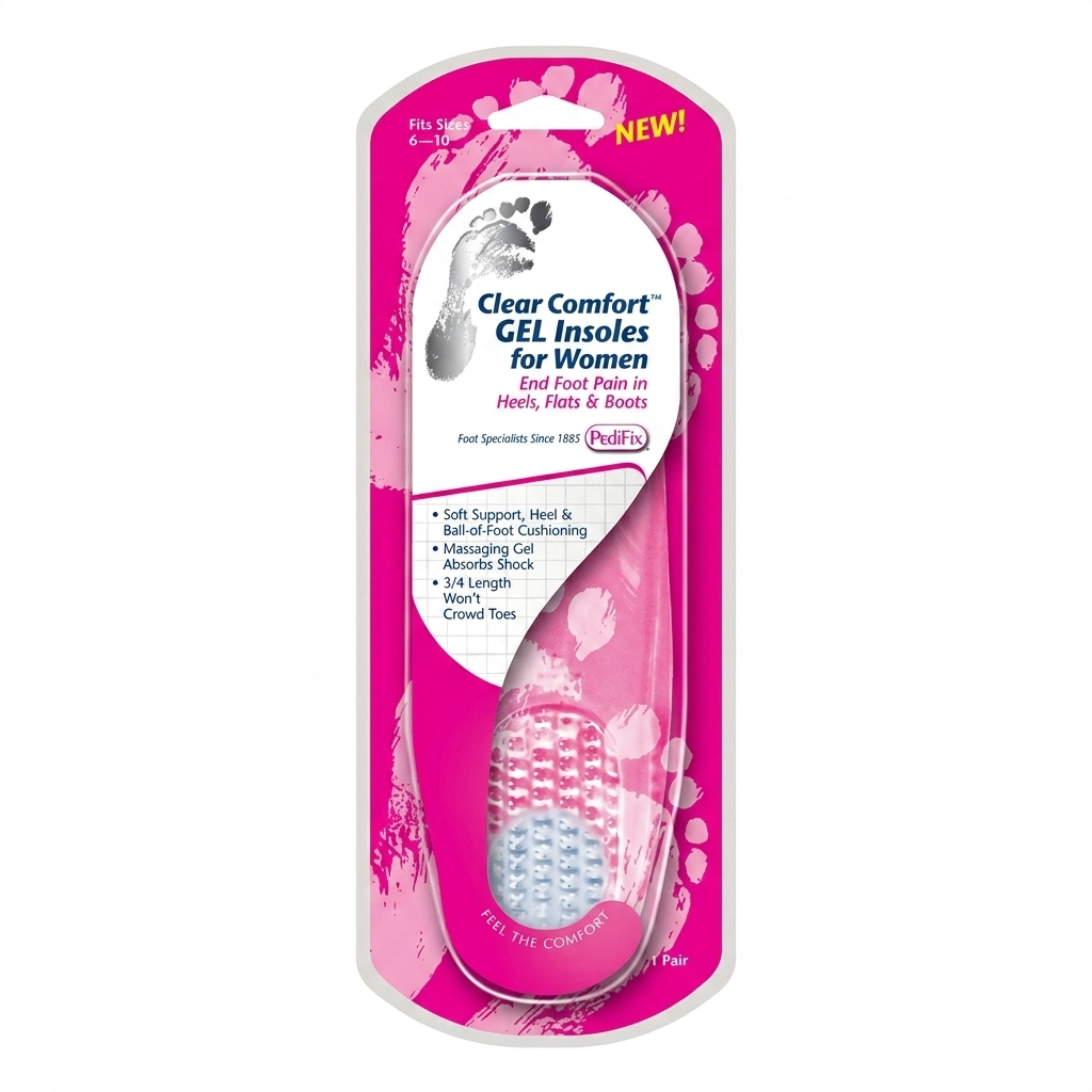 Clear Comfort Gel Insoles For Women (fits Sizes 6-10) Pair