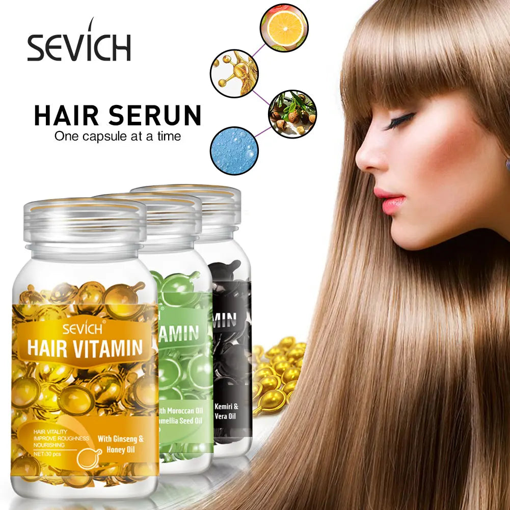 sevich 3pcs set keratin complex oil hair vitamin capsule set moroccan hair care oil smooth repair damaged hair treatment serum
