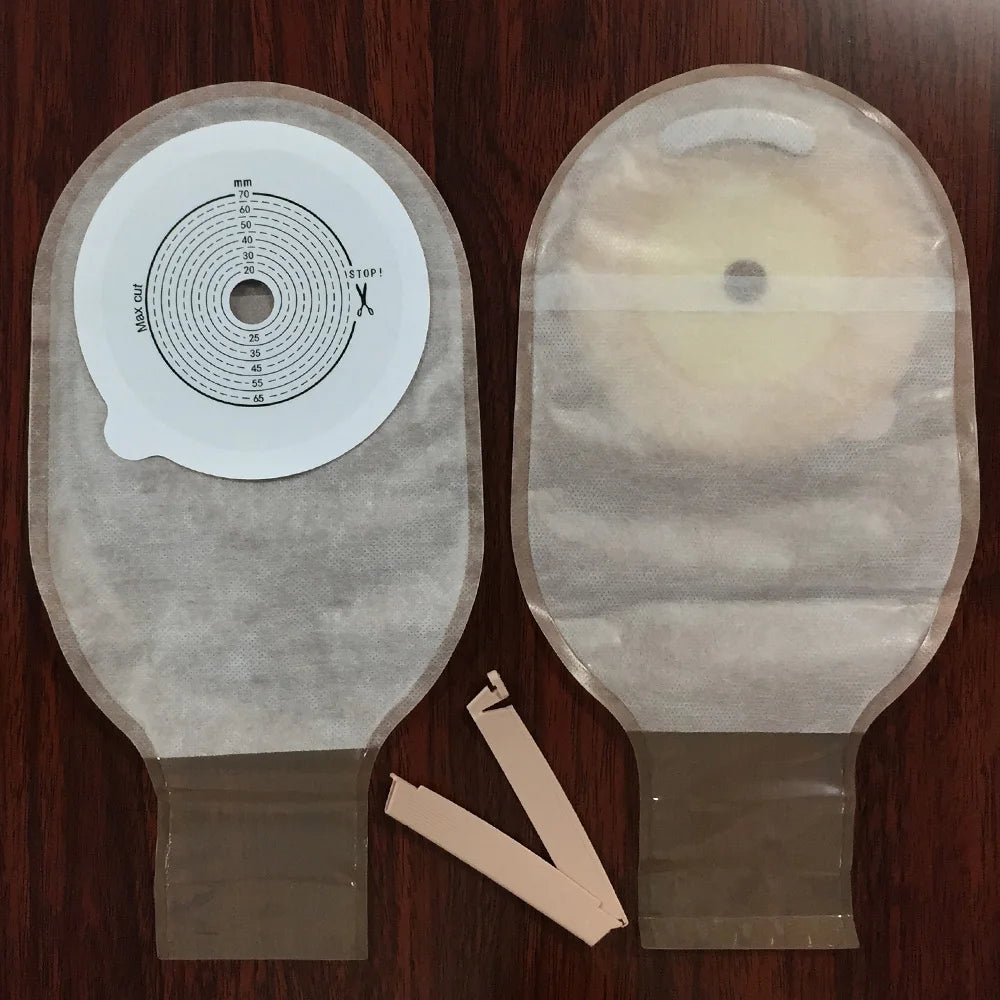10 pcs ostomy bags double side non woven back open pouch bags with clip closure carbon filter colostomy bags max stoma 70mm