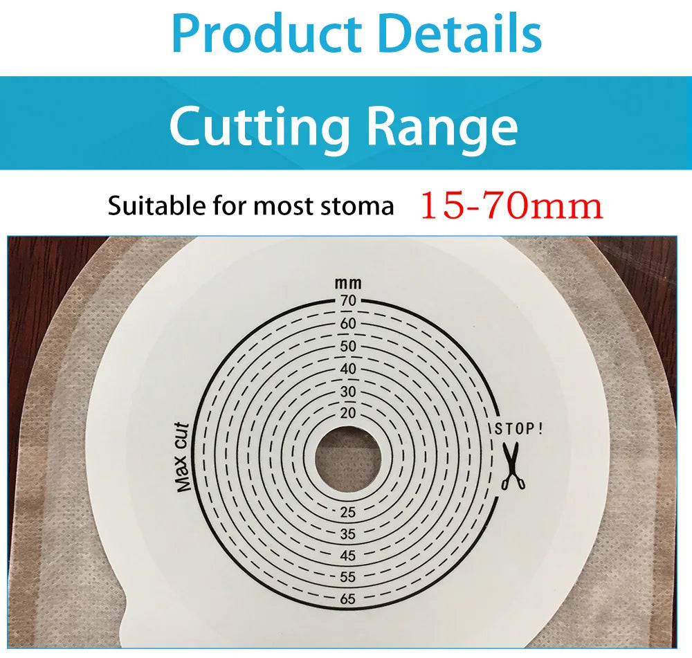 10 pcs ostomy bags double side non woven back open pouch bags with clip closure carbon filter colostomy bags max stoma 70mm