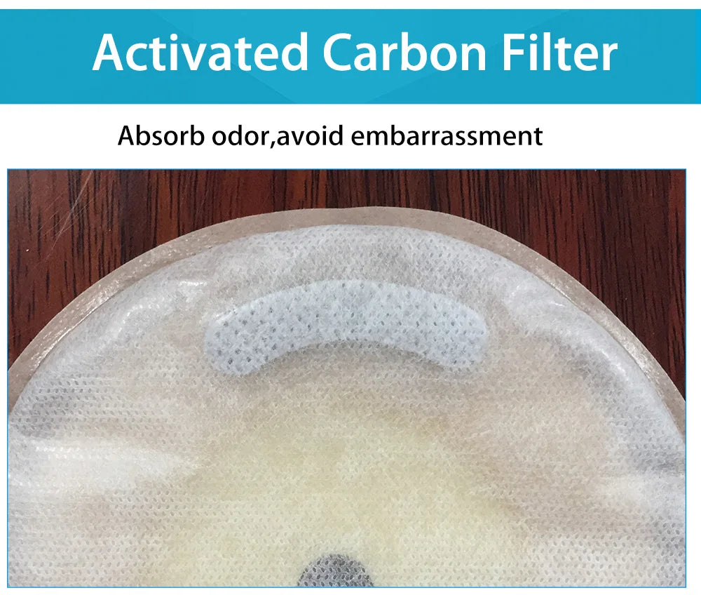 10 pcs ostomy bags double side non woven back open pouch bags with clip closure carbon filter colostomy bags max stoma 70mm