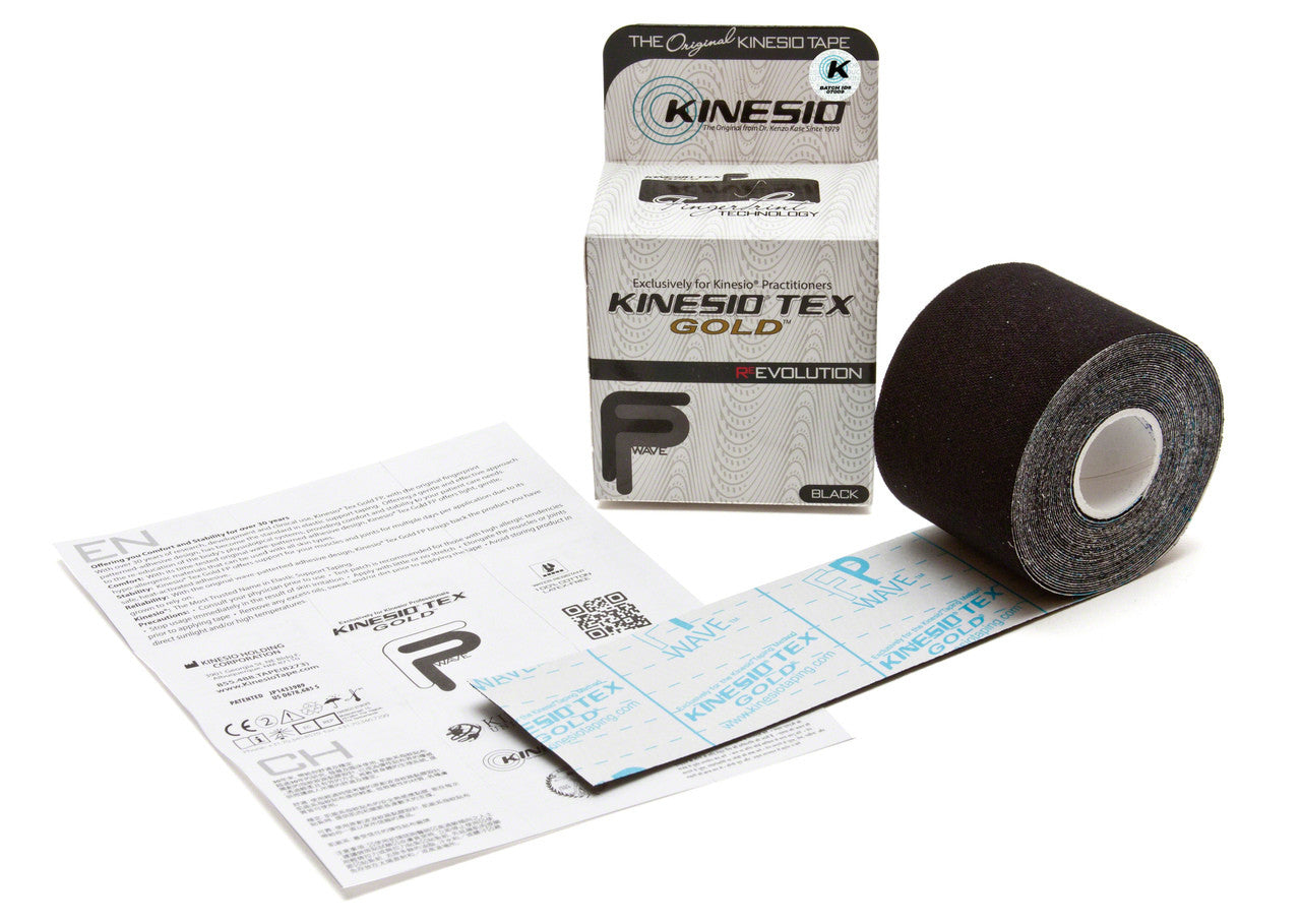 Kinesiology Tape Kinesio Tex Gold Black 2 Inch X 5-1/2 Yard Cotton NonSterile, Packaging Type- Each