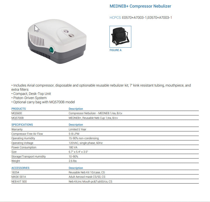 Drive Medical Medneb Compressor Nebulizer MQ5600