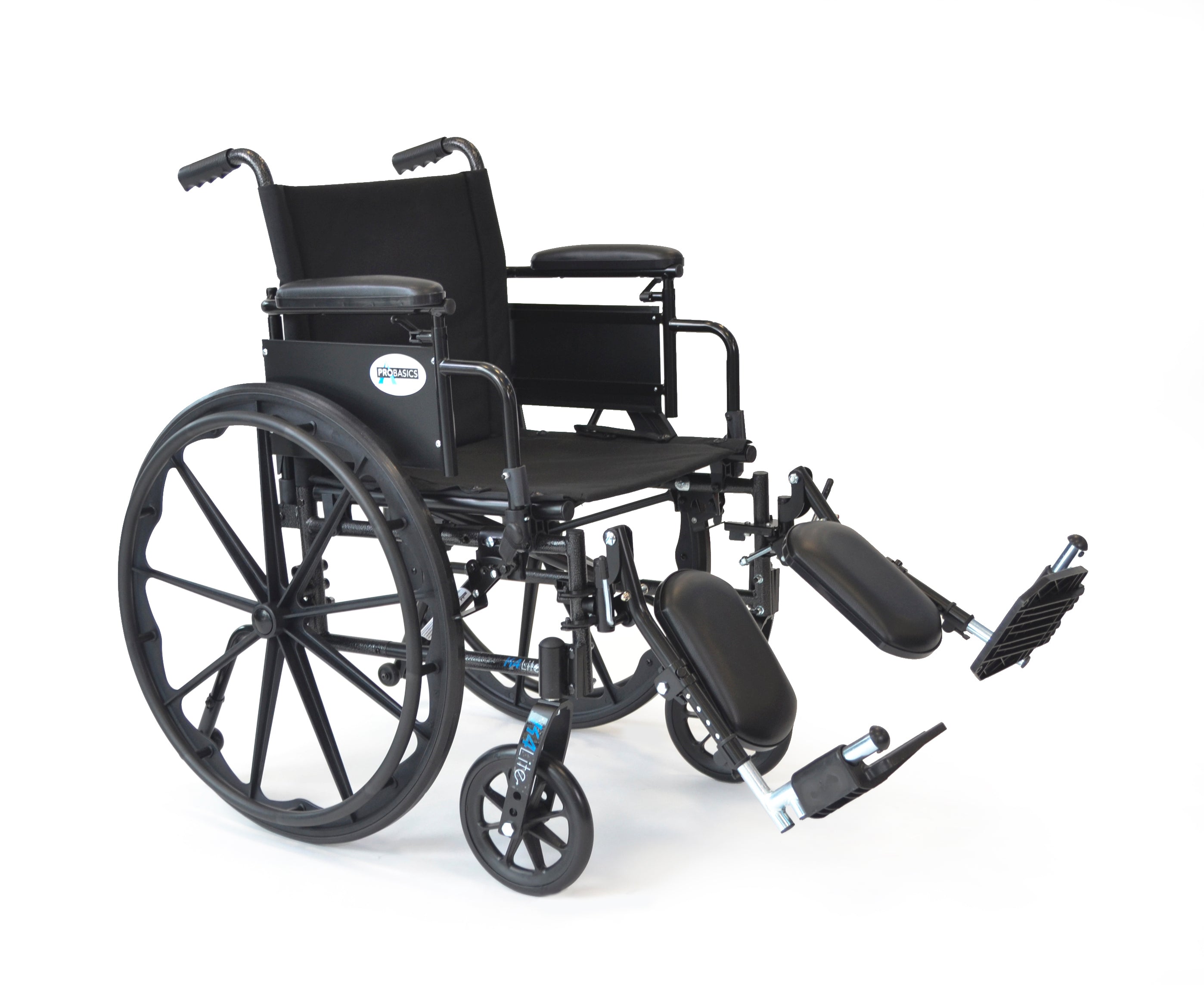 Probasics K4 LT Wheelchair with Flip-back padded arm rests and Elevating Leg rest ,16X16inch ,WC4L1616DE