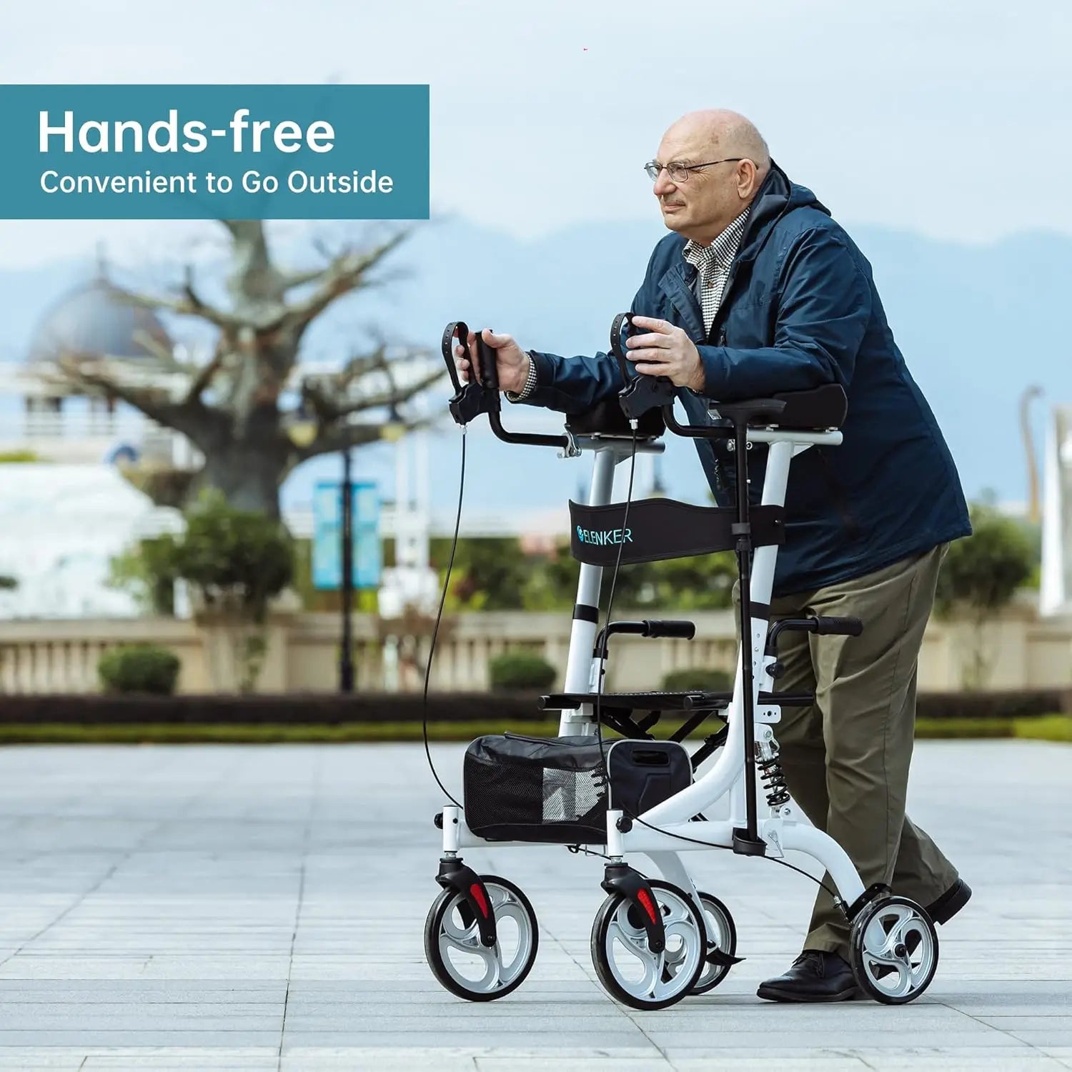 upright rollator walker stand up rollator walker with shock absorber 10 front wheels and carrying pouch