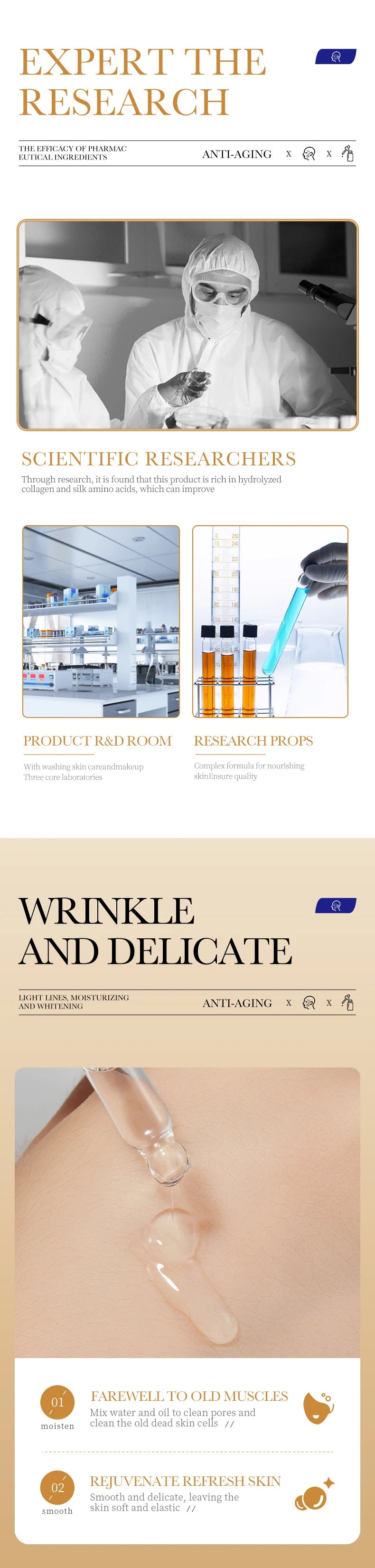 3pcs collagen face serum skincare facial essence liquid firming moisturizing nourishing facial serum skin care