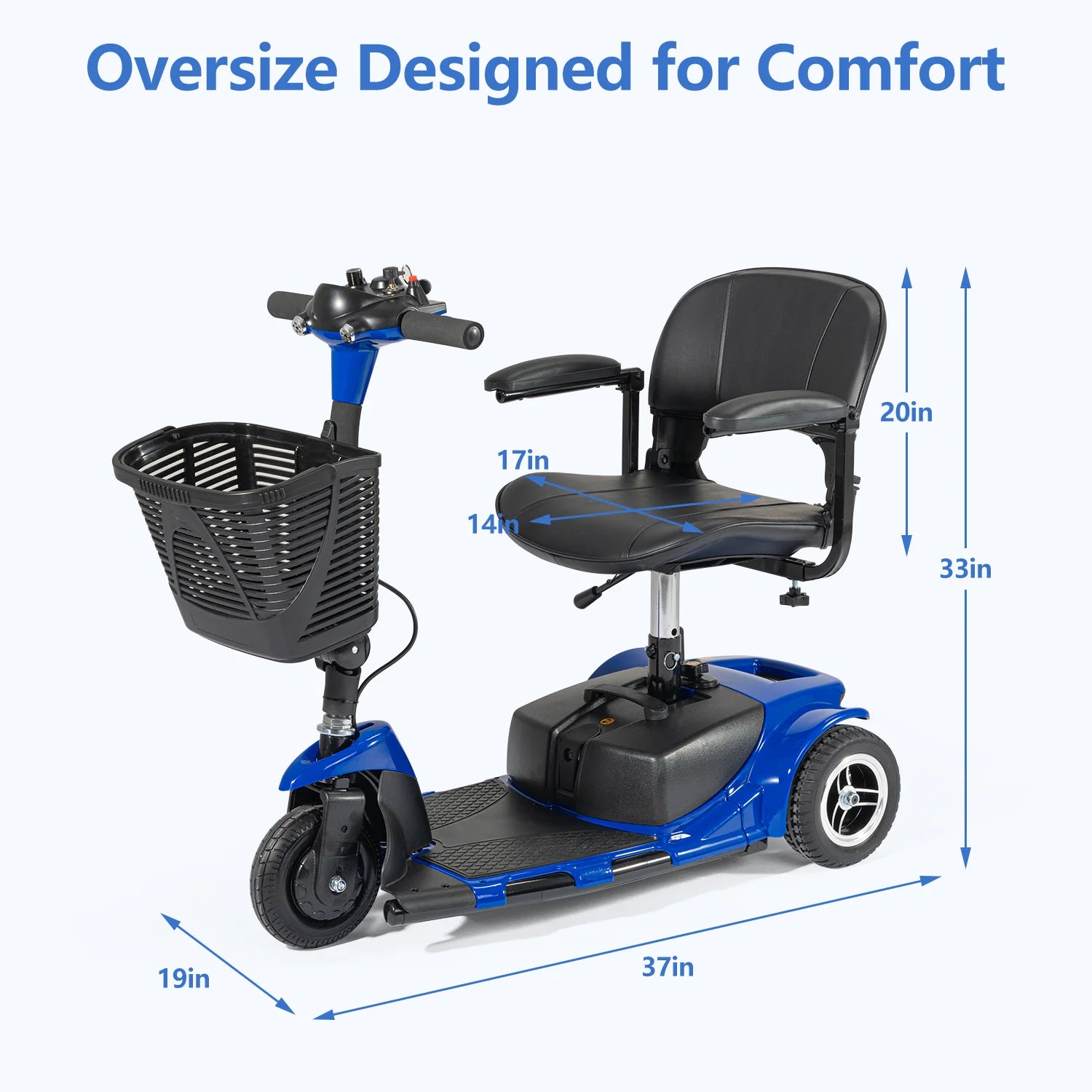 3/4 Wheel Mobility Scooters Electric Power Mobile Wheelchair for Seniors Adult with Basket Compact Duty Travel Scooter   All Care Store