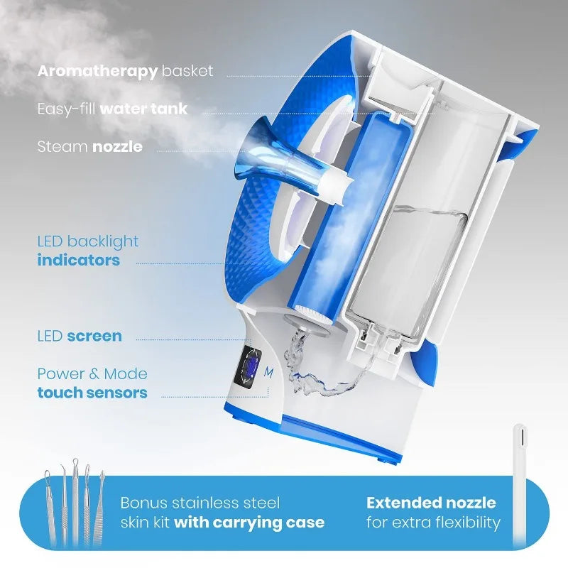 nanosteamer clinical 10 in 1 smart steam dermatologist grade ionic facial steamer with 2 multi position steam nozzles