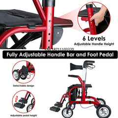 hct 9124g health home care medical easy folding rollator walker for seniors rehabilitation training mobility aids with seat