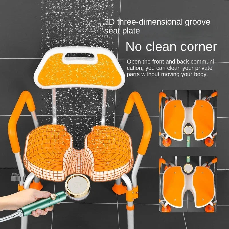 ushaped bath chair aluminum alloy elderly shower seat nonslip foot mat height adjustable mobility aid safe bathing solution