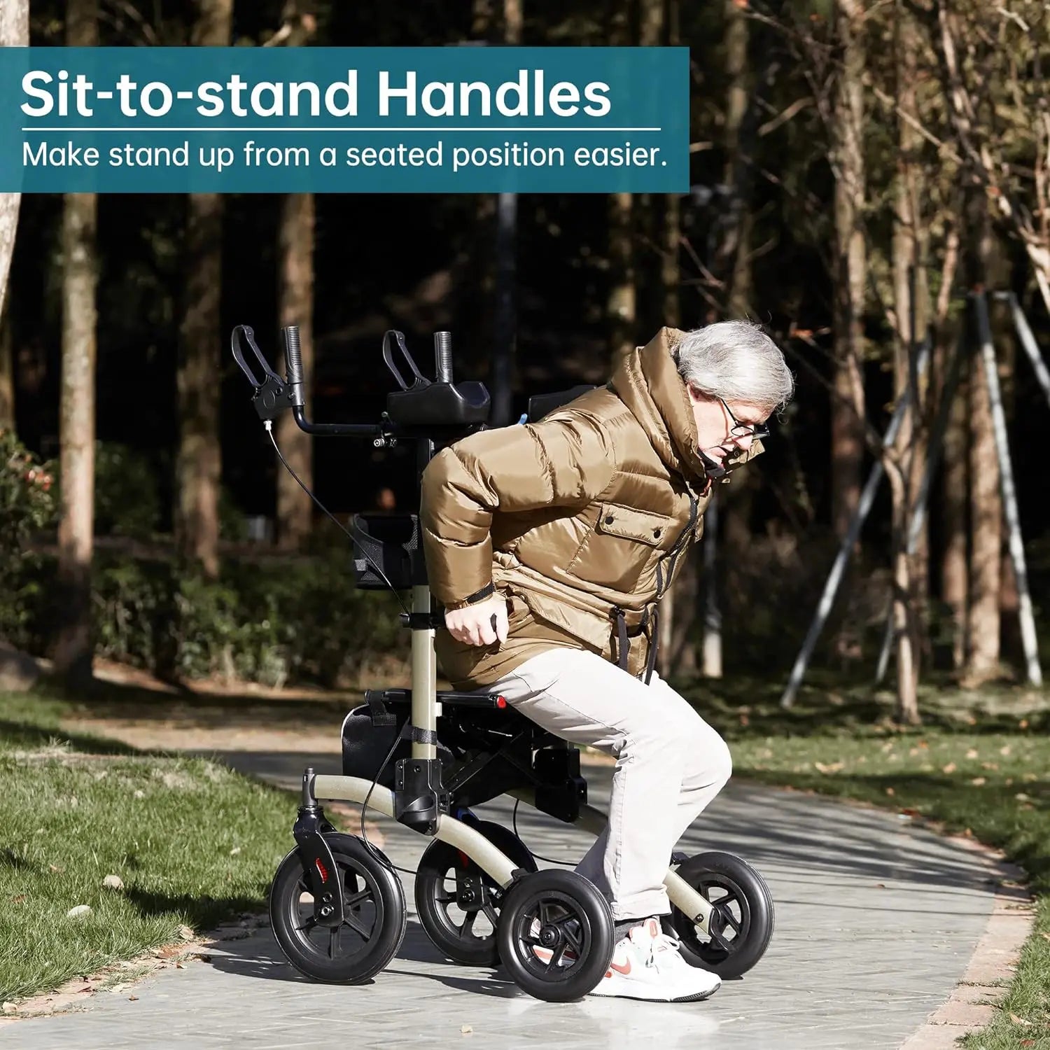 ELENKER All Terrain Upright Rollator Walker   All Care Store