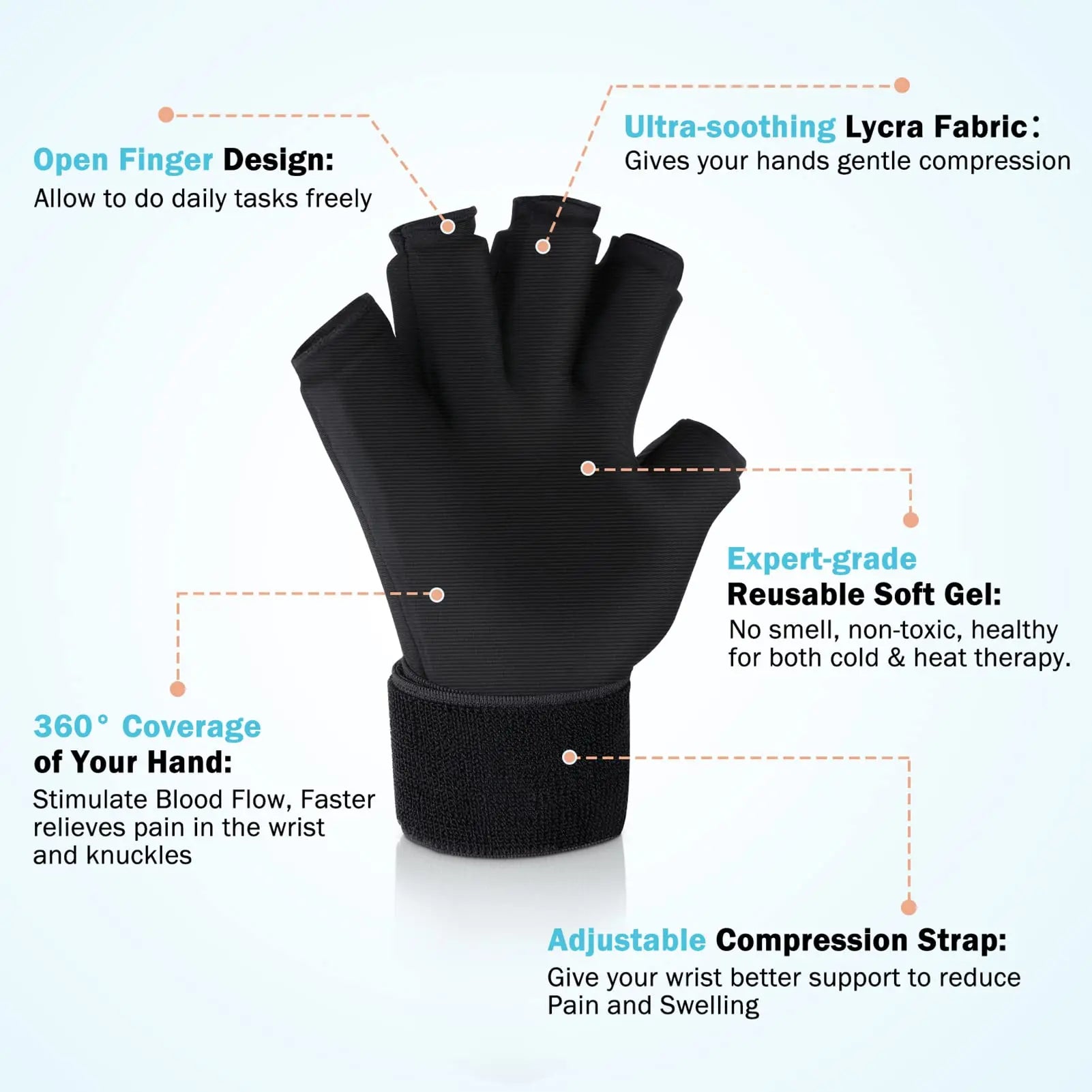 finger arthritis compression ice glove for pain relief hand wrist ice pack reusable gel cold pack for tendinitis carpal tunnel