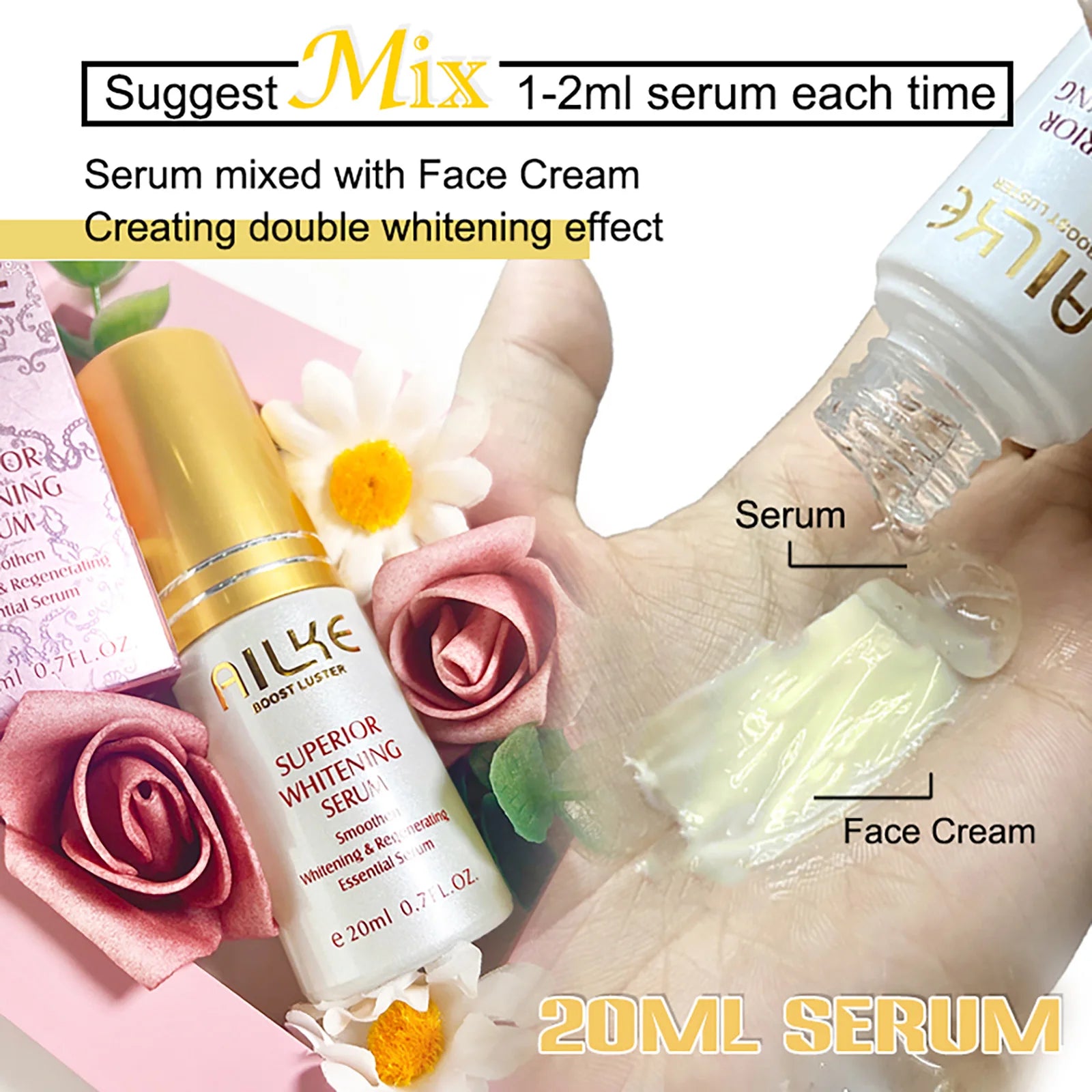 ailke super whitening face serum moisturizes hydration removes dark spots freckles chloasma with vitamin c fast results