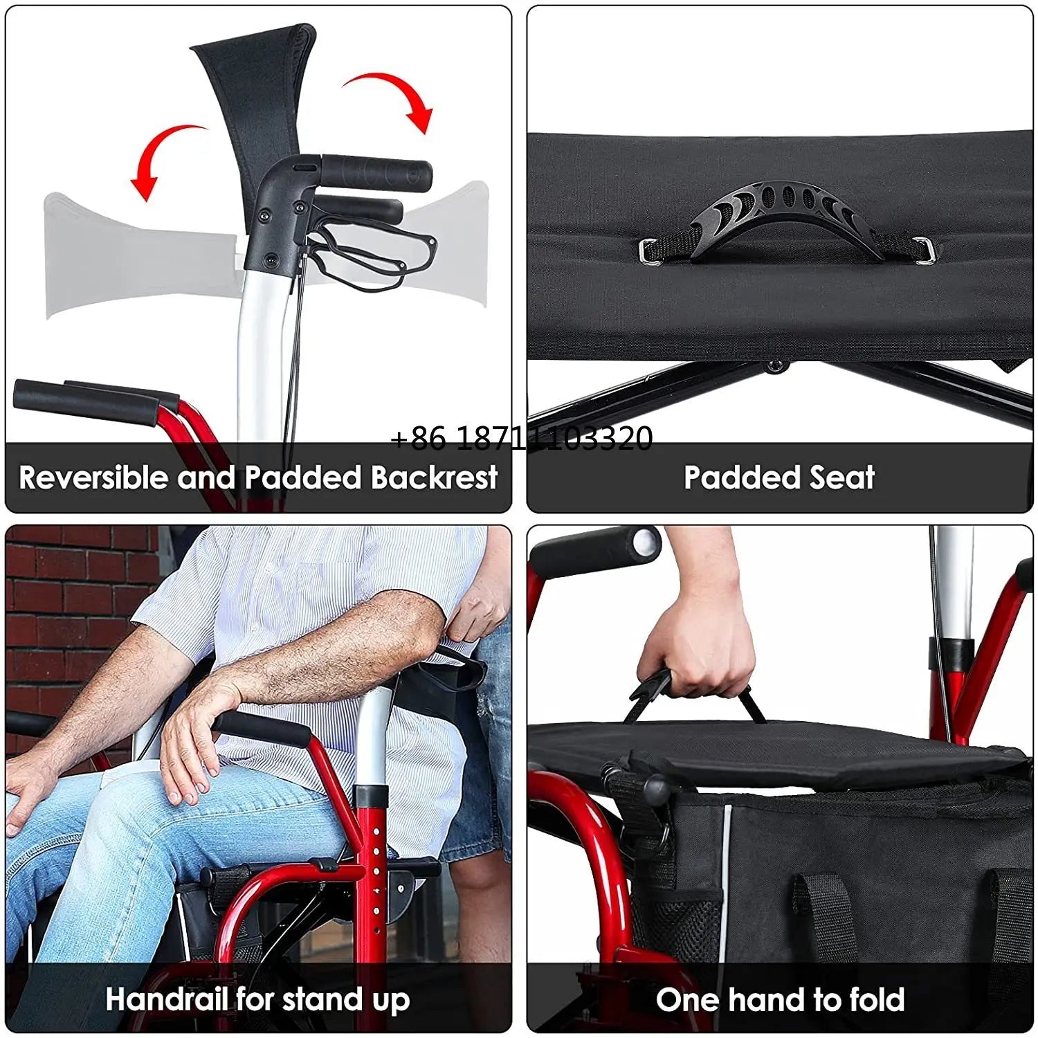 hct 9124g health home care medical easy folding rollator walker for seniors rehabilitation training mobility aids with seat