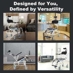 4 in 1 bedside commode chair tilt 30 shower commode wheelchair shampoo chair with headrest adjustable transport rolling chair