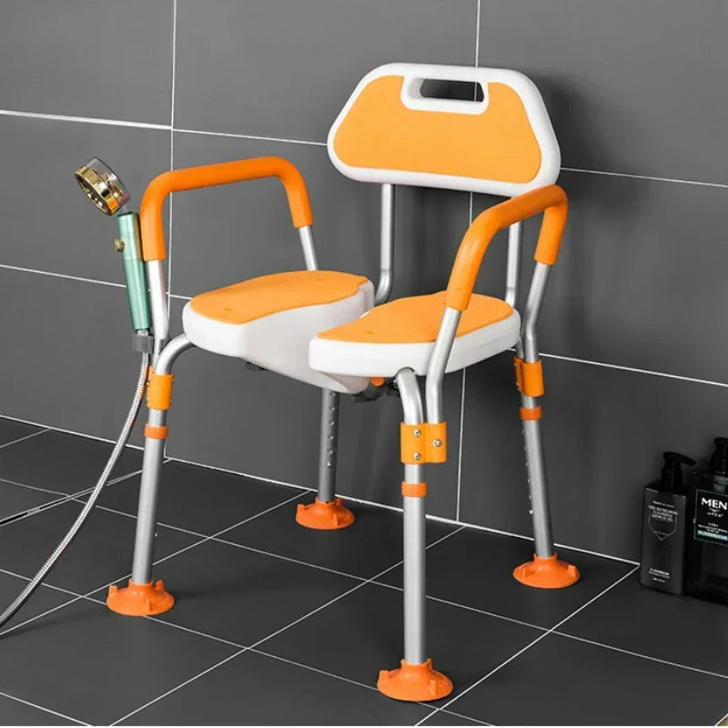 ushaped bath chair aluminum alloy elderly shower seat nonslip foot mat height adjustable mobility aid safe bathing solution