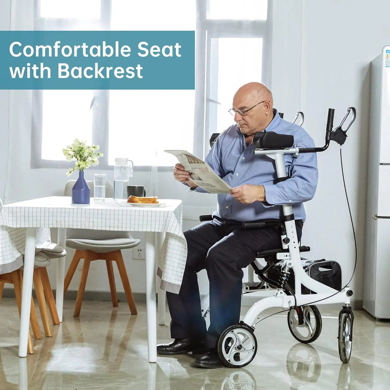 upright rollator walker stand up rollator walker with shock absorber 10 front wheels and carrying pouch