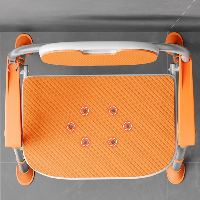 one button folding elderly shower chair comfortable cushion bath seat antiskid safety bathroom stool for peace of mind