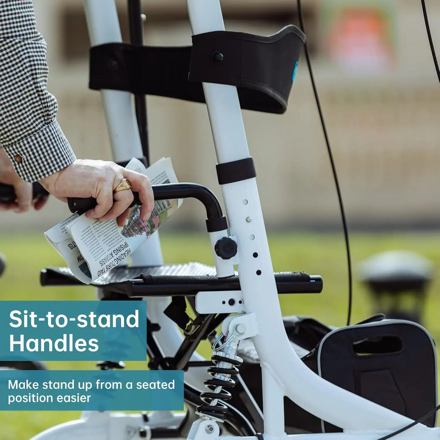 upright rollator walker stand up rollator walker with shock absorber 10 front wheels and carrying pouch