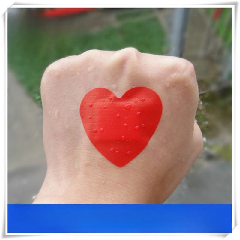 10pcs red heart band aid skin patch for neck hickey love bite covering girls wound plaster breathable medical strips bandages 1