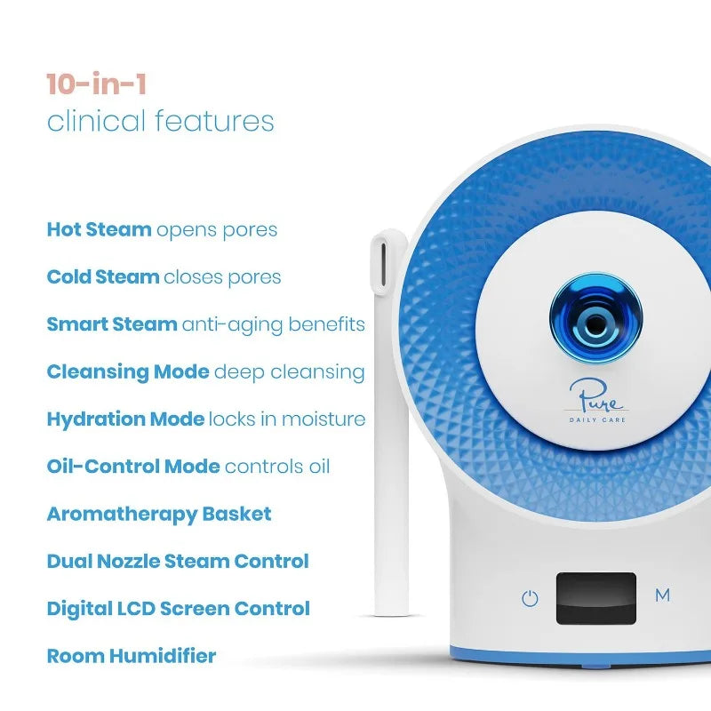 nanosteamer clinical 10 in 1 smart steam dermatologist grade ionic facial steamer with 2 multi position steam nozzles