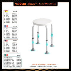 vevor shower chair for inside shower adjustable height shower stool non slip bench bathtub seat for elderly disabled adults