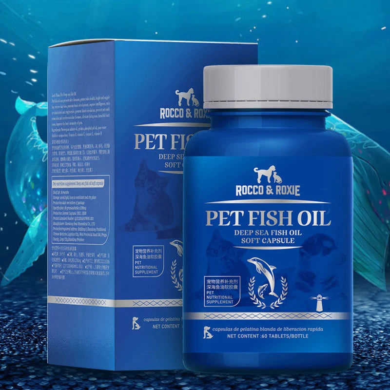 60 capsules deep sea fish oil nutritional supplements for pet cats dogs soft capsules nutritious products lecithin hair
