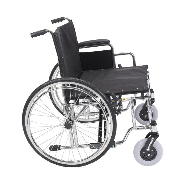 Drive Medical Sentra Heavy Duty Wheelchair with Extra large padded armrests ,8 inch front Wheels ,700 lbs Weight Capacity ,26" (W) x 20" (D) ,10956S
