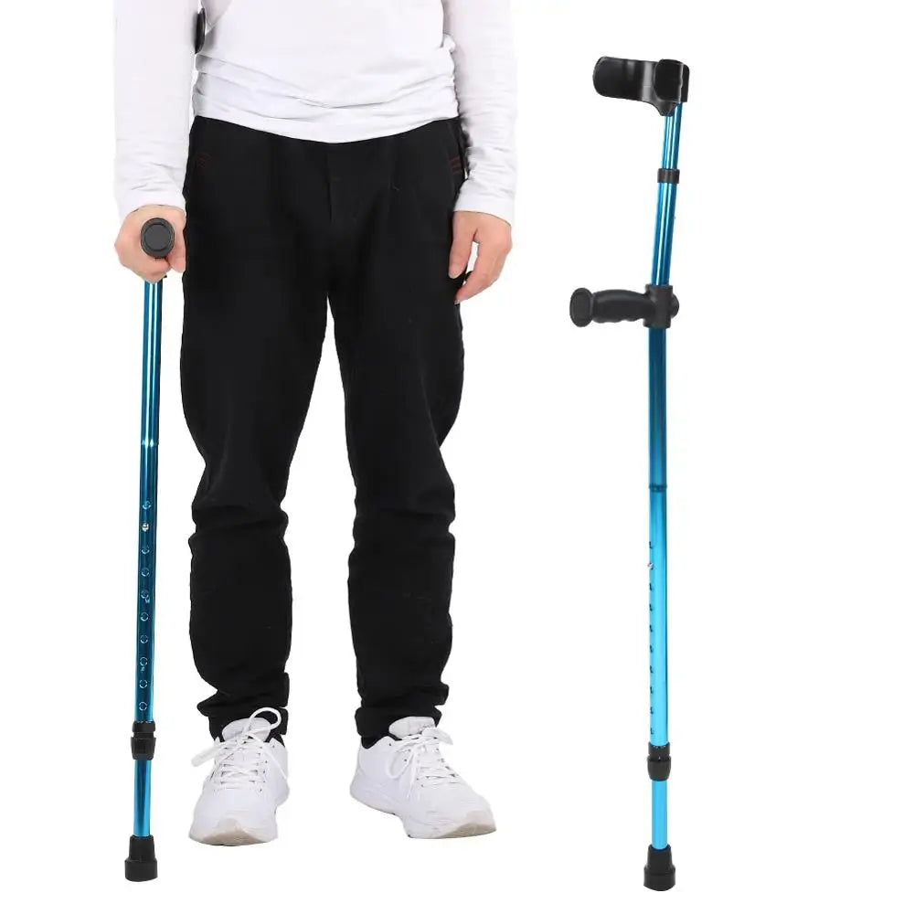 portable folding walking stick adjustable telescopic underarm cane crutch for seniors disabled trekking hiking poles canes care