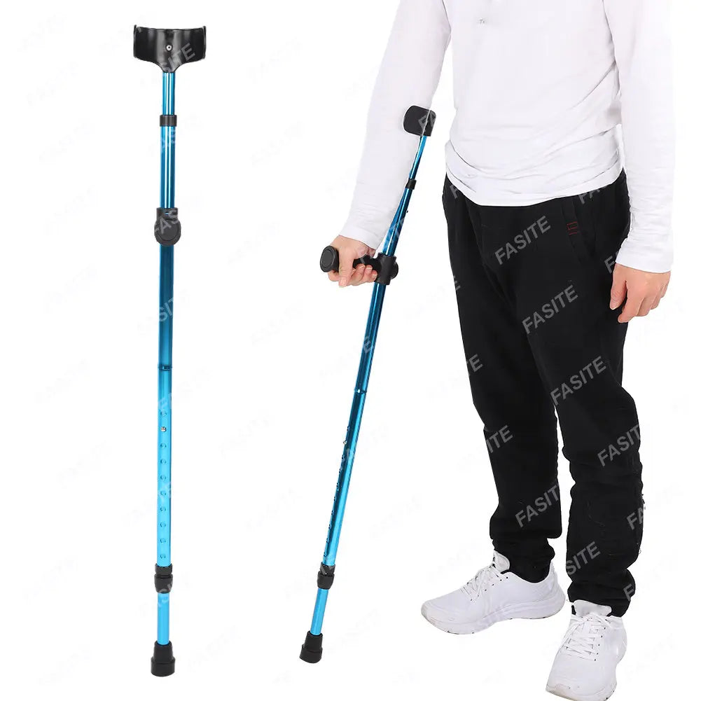 portable folding walking stick adjustable telescopic underarm cane crutch for seniors disabled trekking hiking poles canes care