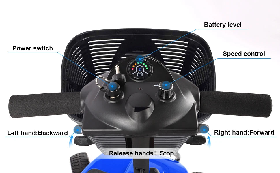 3/4 Wheel Mobility Scooters Electric Power Mobile Wheelchair for Seniors Adult with Basket Compact Duty Travel Scooter   All Care Store