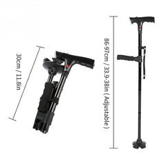 Collapsible Telescopic Folding Cane Elder Cane LED With alarm Walking Trusty Sticks Elder Crutches for Mothers the Elder Fathers All Care Store