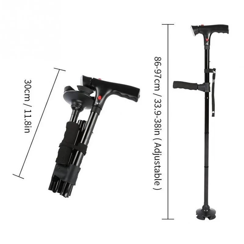 Collapsible Telescopic Folding Cane Elder Cane LED With alarm Walking Trusty Sticks Elder Crutches for Mothers the Elder Fathers   All Care Store