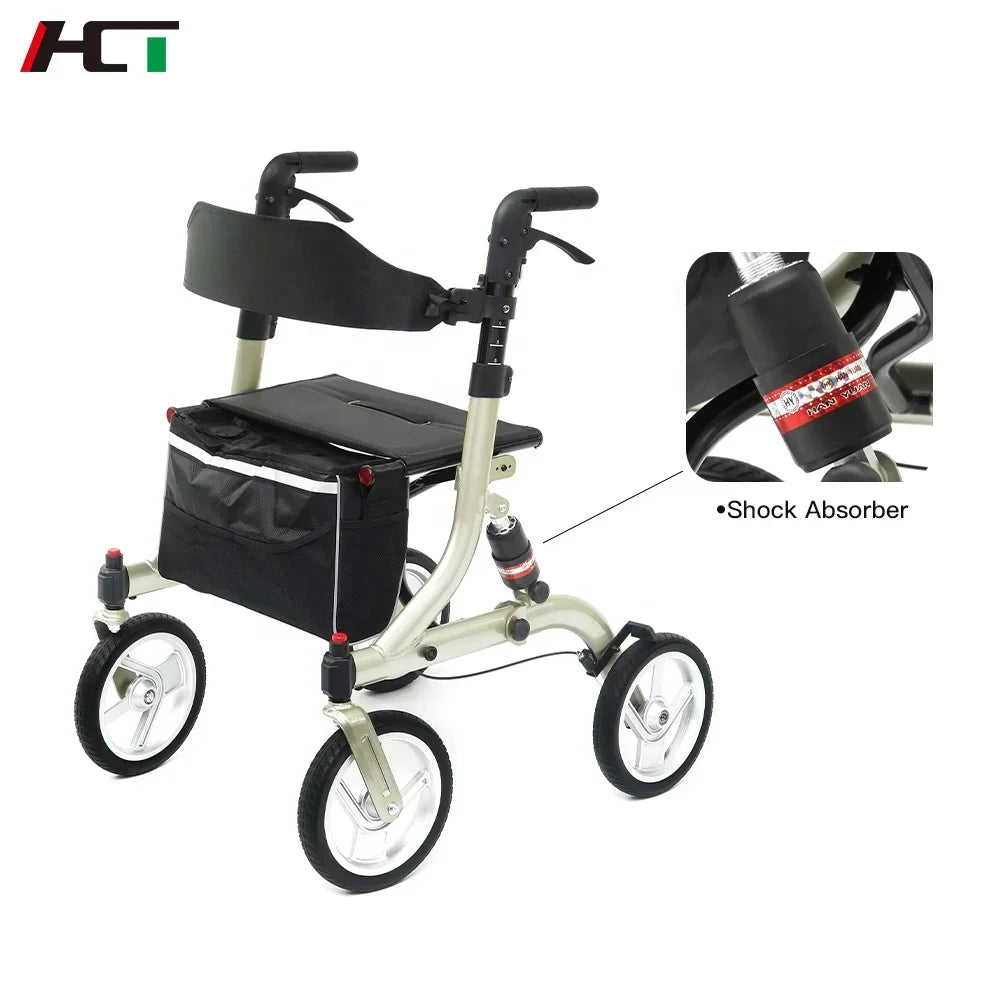 hct 9123d wholesales aluminum patient health care walking aid senior rollator walker with handle and brakes for elderly