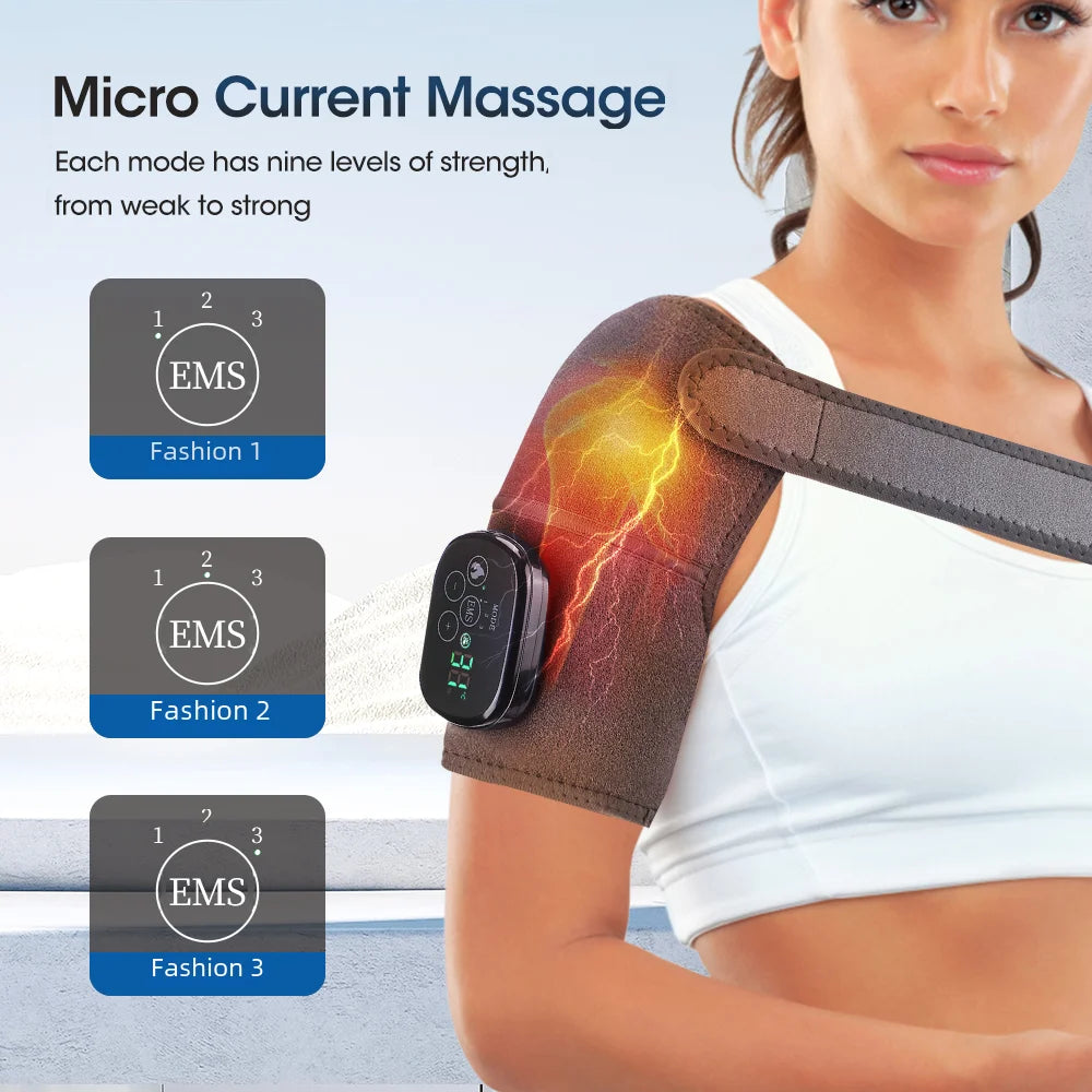 Electric Heating Shoulder Massager TENS Pads Hot Compress Knee Massager Elbow Support Brace Vibration Massage Relive Arthritis