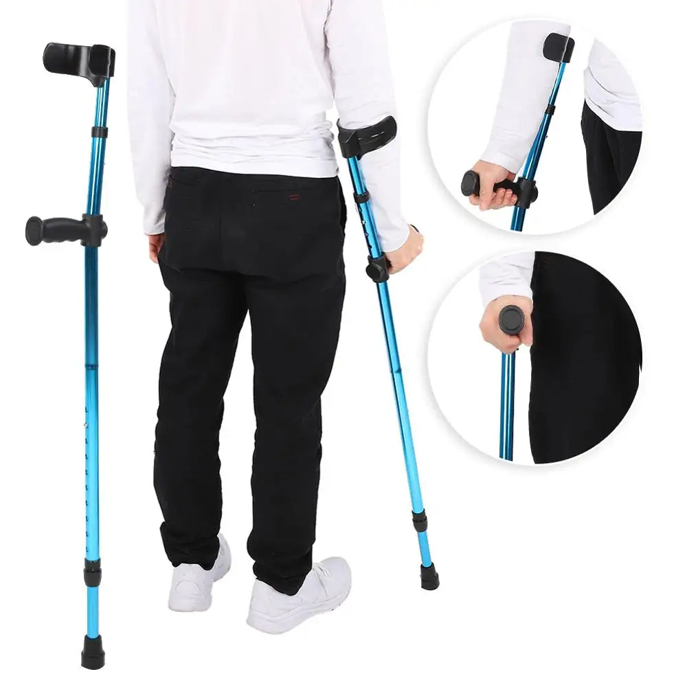 portable folding walking stick adjustable telescopic underarm cane crutch for seniors disabled trekking hiking poles canes care