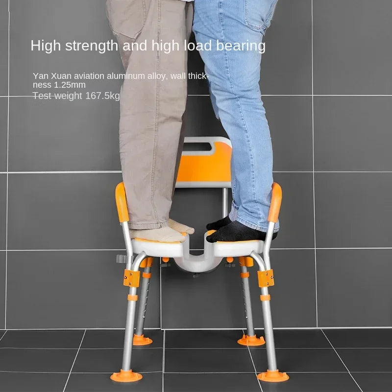 ushaped bath chair aluminum alloy elderly shower seat nonslip foot mat height adjustable mobility aid safe bathing solution