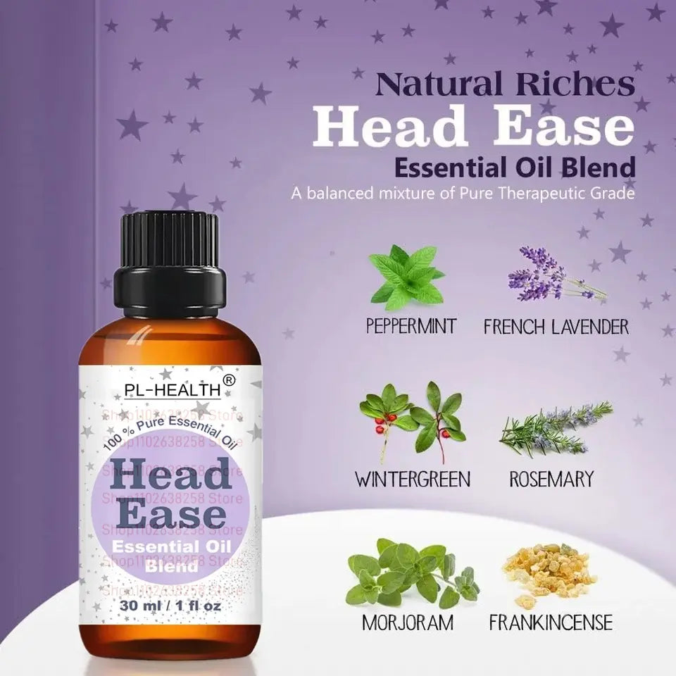 30ml essential oil blend for head ease aromatherapy with lavender peppermint rosemary wintergreen marjoram and frankincense 1