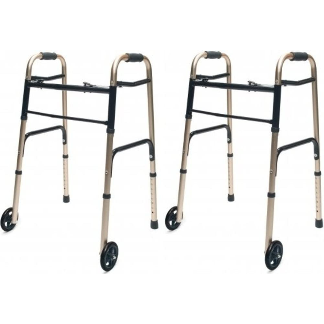 walker adult w 5 wheels folding gold case of 2