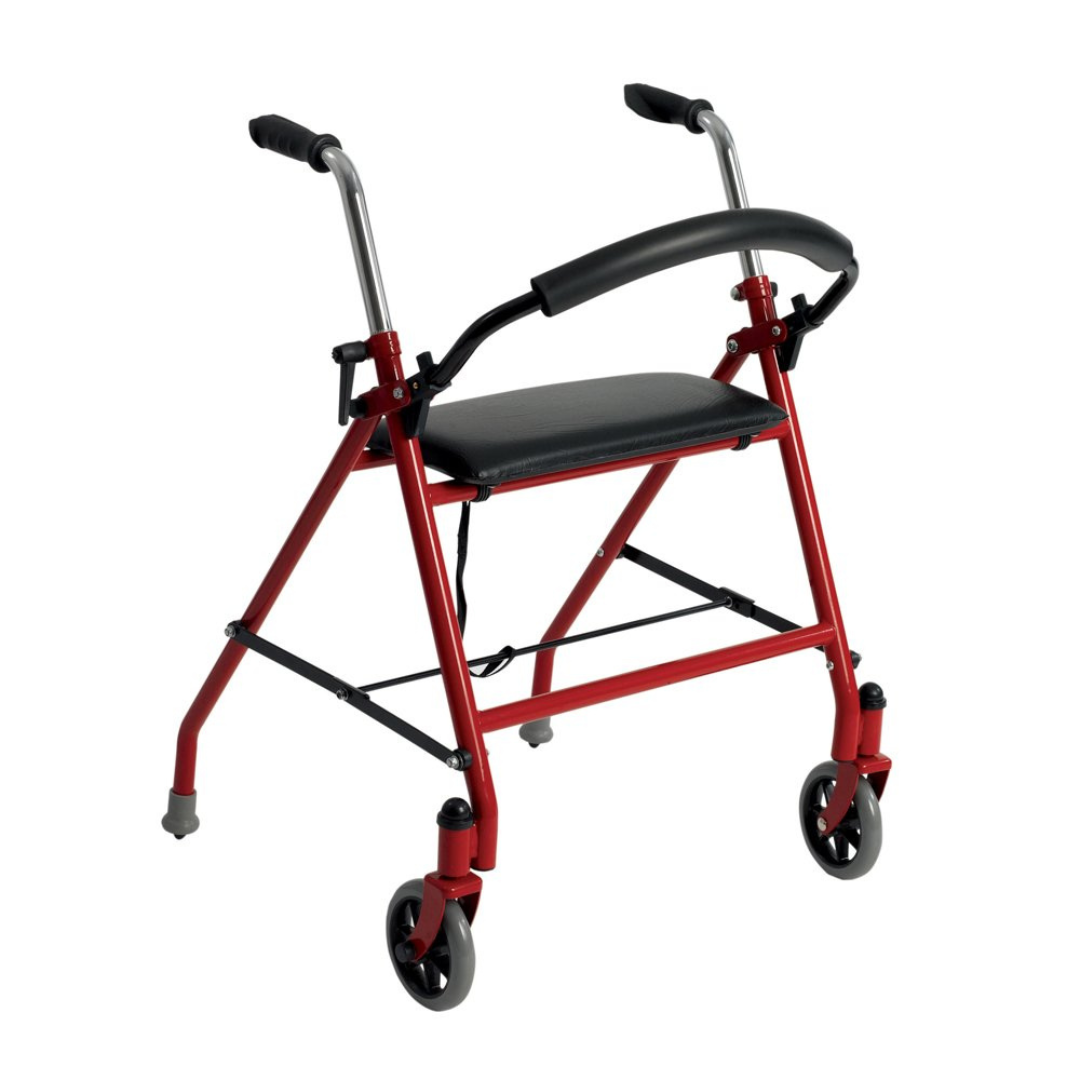 Drive Medical , Foldable Rollator For Seniors and Elders, Wheel size With Height Adjustable 15 inch, Weight Capacity 300lbs,Red Color, Foldable , 1239RD