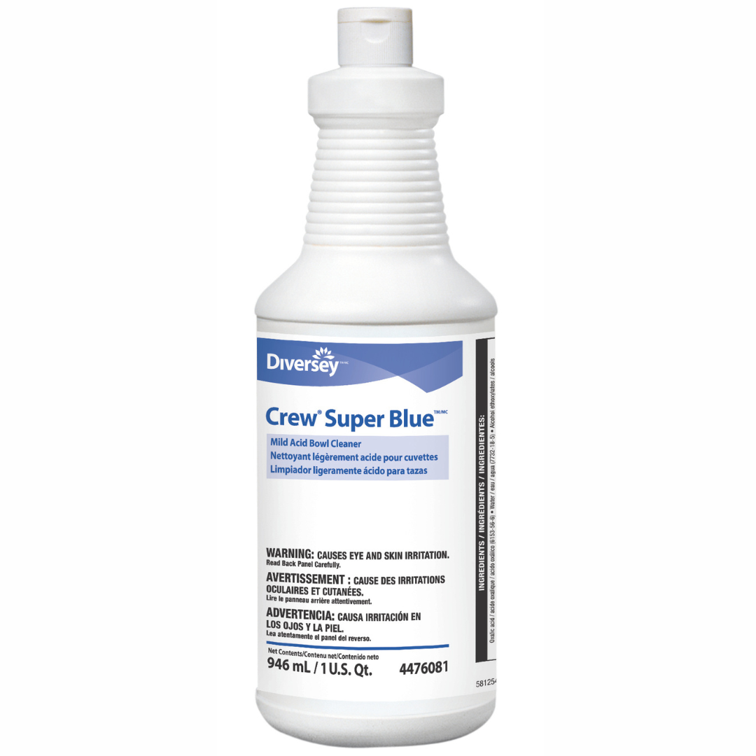 Diversey Crew Super Blue Toilet Bowl Cleaner Acid Based Manual Squeeze Liquid 32 oz. Bottle Citrus Scent NonSterile