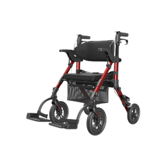 VOCIC Z51 Shift Combo 2 In 1 Rollator - Transport Chair Walker– Lightweight Aluminum Mobility Aid with Seat, Footrests & 300 lbs Capacity