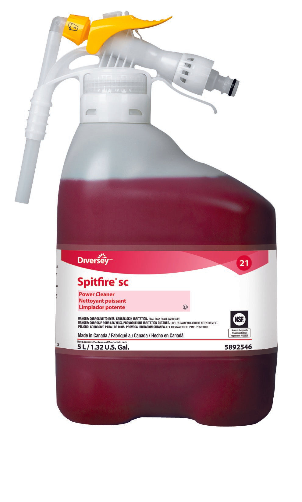 Diversey Spitfire SC Surface Cleaner Alcohol Based RTD Dispensing System Liquid Concentrate 5 Liter Bottle Pine Scent NonSterile
