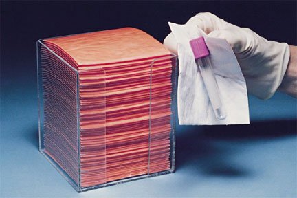 Biohazard Wipe BloodBloc Standard Absorbency 250 Count Poly Pack 4 X 4 Inch NonSterile Disposable