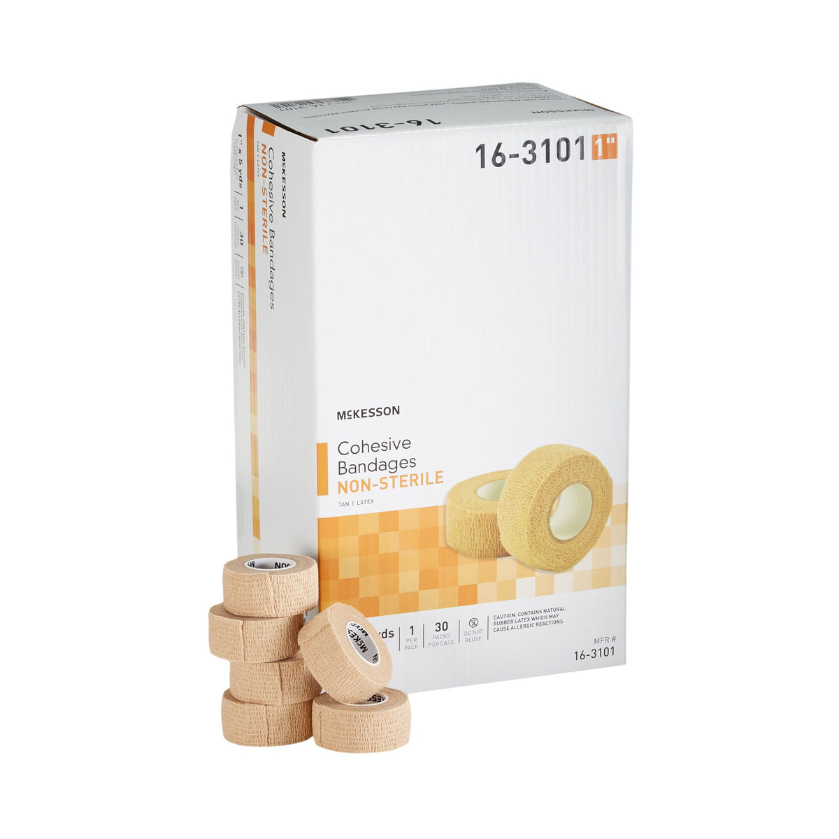 Cohesive Bandage McKesson 1 Inch X 5 Yard Self-adherent Closure Tan NonSterile Standard Compression, Packaging Type- Case Default Title