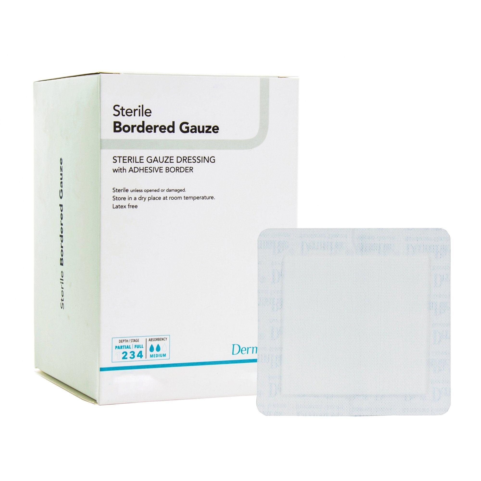 Island Dressing DermaRite Bordered Gauze 4 X 10 Inch Rectangle Sterile