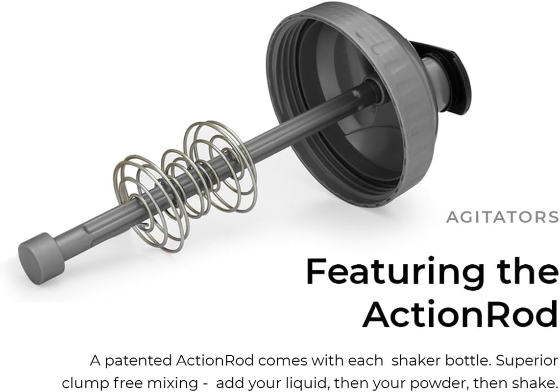 28 Ounce Shaker Bottle with Action Rod Mixer | Shaker Cups with Motivational Quotes | Protein Shaker Bottle Is BPA Free and Dishwasher Safe | Black & Moss